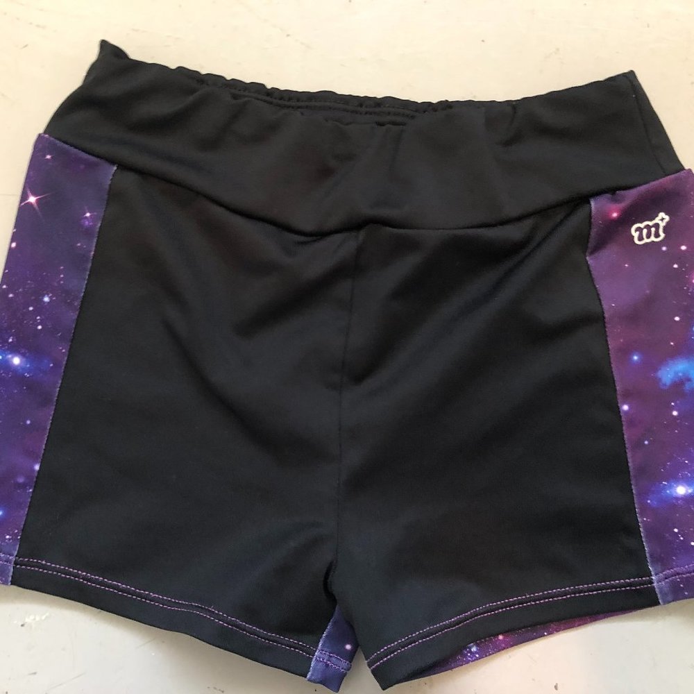 More Than Magic Kids Girls' Size M (7/8) Athletic Purple Galaxy Shorts